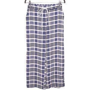 BAUM UND PFERDGARTEN Nue Plaid Crop Pants Silk Blend Blue White Women's 36/S